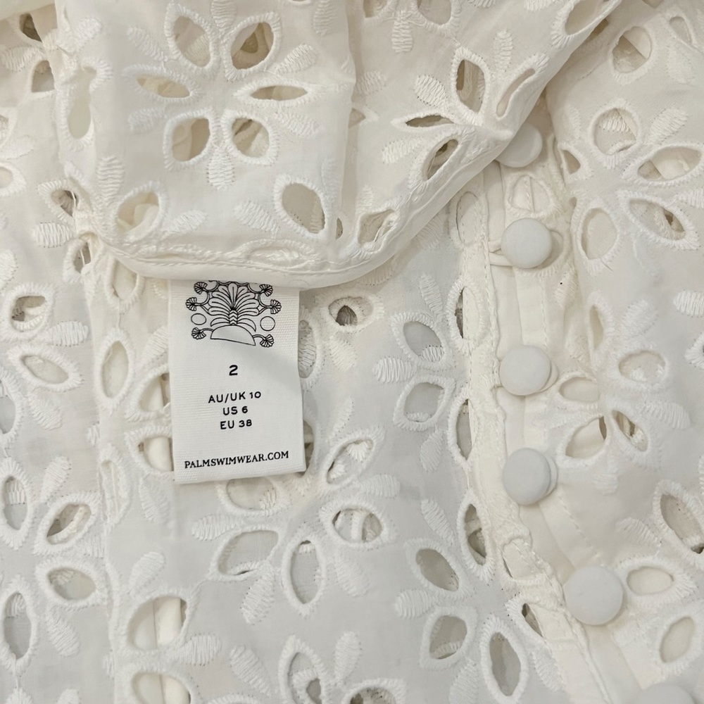 PALM Sophia Button Up White Eyelet Dress Coverup NWT - Picture 13 of 16